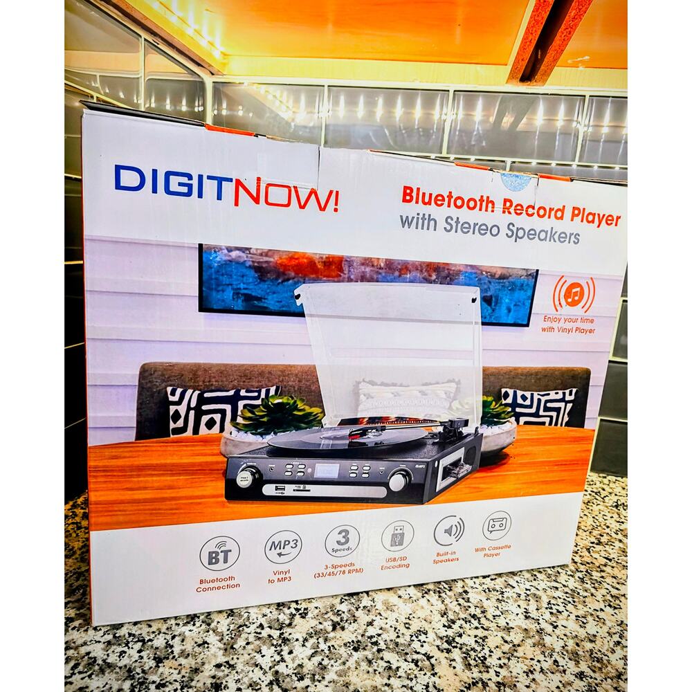DIGITNOW! M36 Bluetooth Record Player MP3 Cassette Radio Turntable | Open Box